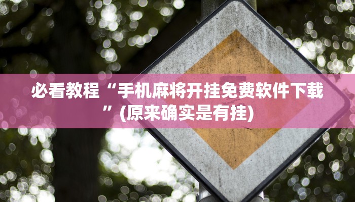 必看教程“小程序麻将开挂神器”(原来确实是有挂)
