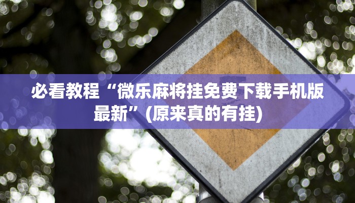必看教程“微乐麻将挂免费下载手机版最新”(原来真的有挂)
