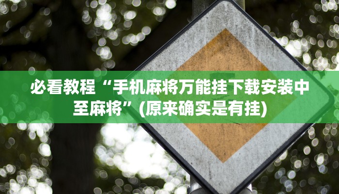 教程辅助!“齐齐哈尔麻将有没有挂”(原来确实是有挂)