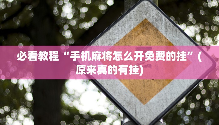 必看教程“手机麻将怎么开免费的挂”(原来真的有挂)