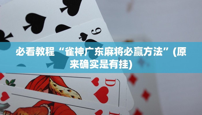 必看教程“雀神广东麻将必赢方法”(原来确实是有挂)