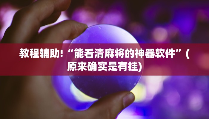 教程辅助!“能看清麻将的神器软件”(原来确实是有挂)