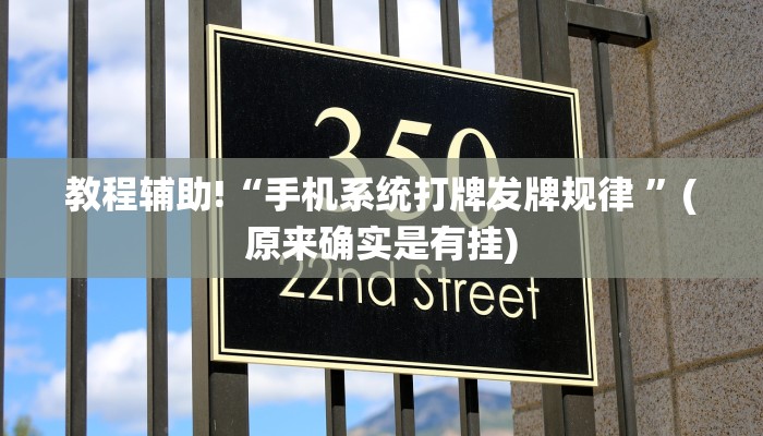 教程辅助!“手机系统打牌发牌规律 ”(原来确实是有挂)
