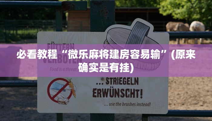必看教程“微乐麻将建房容易输”(原来确实是有挂)