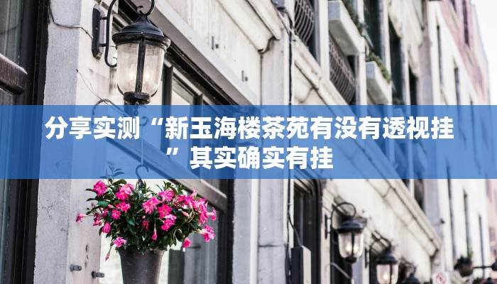 分享实测“新玉海楼茶苑有没有透视挂”其实确实有挂