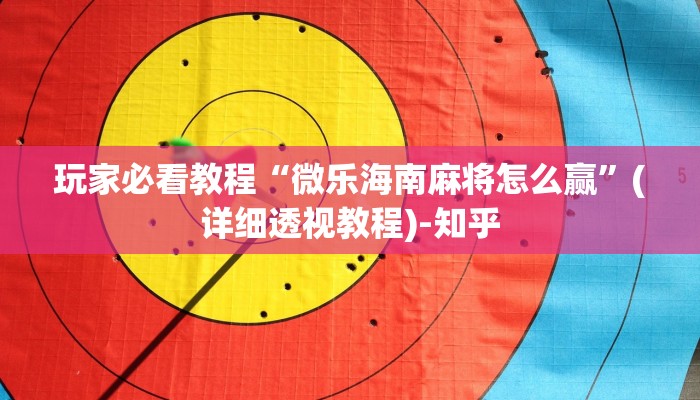 玩家必看教程“微乐海南麻将怎么赢”(详细透视教程)-知乎