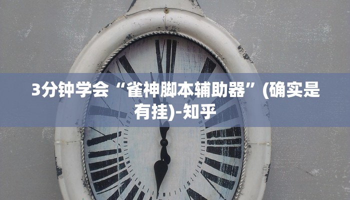 3分钟学会“雀神脚本辅助器”(确实是有挂)-知乎