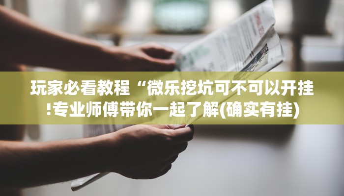 玩家必看教程“微乐挖坑可不可以开挂!专业师傅带你一起了解(确实有挂)