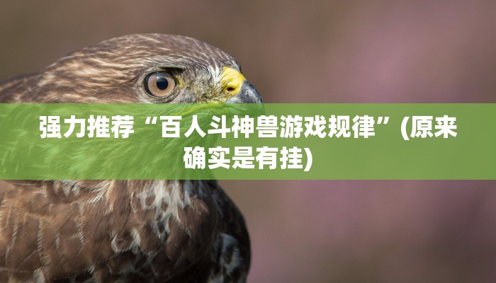 强力推荐“百人斗神兽游戏规律”(原来确实是有挂)
