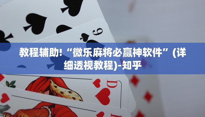 教程辅助!“微乐麻将必赢神软件”(详细透视教程)-知乎