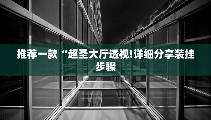 推荐一款“超圣大厅透视!详细分享装挂步骤