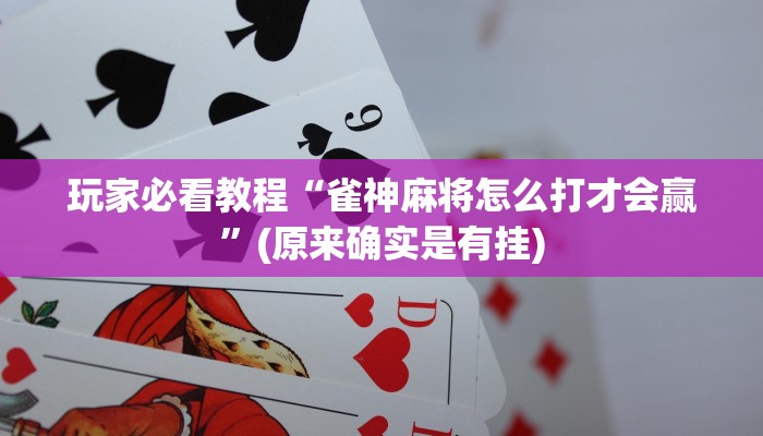 玩家必看教程“雀神麻将怎么打才会赢”(原来确实是有挂)
